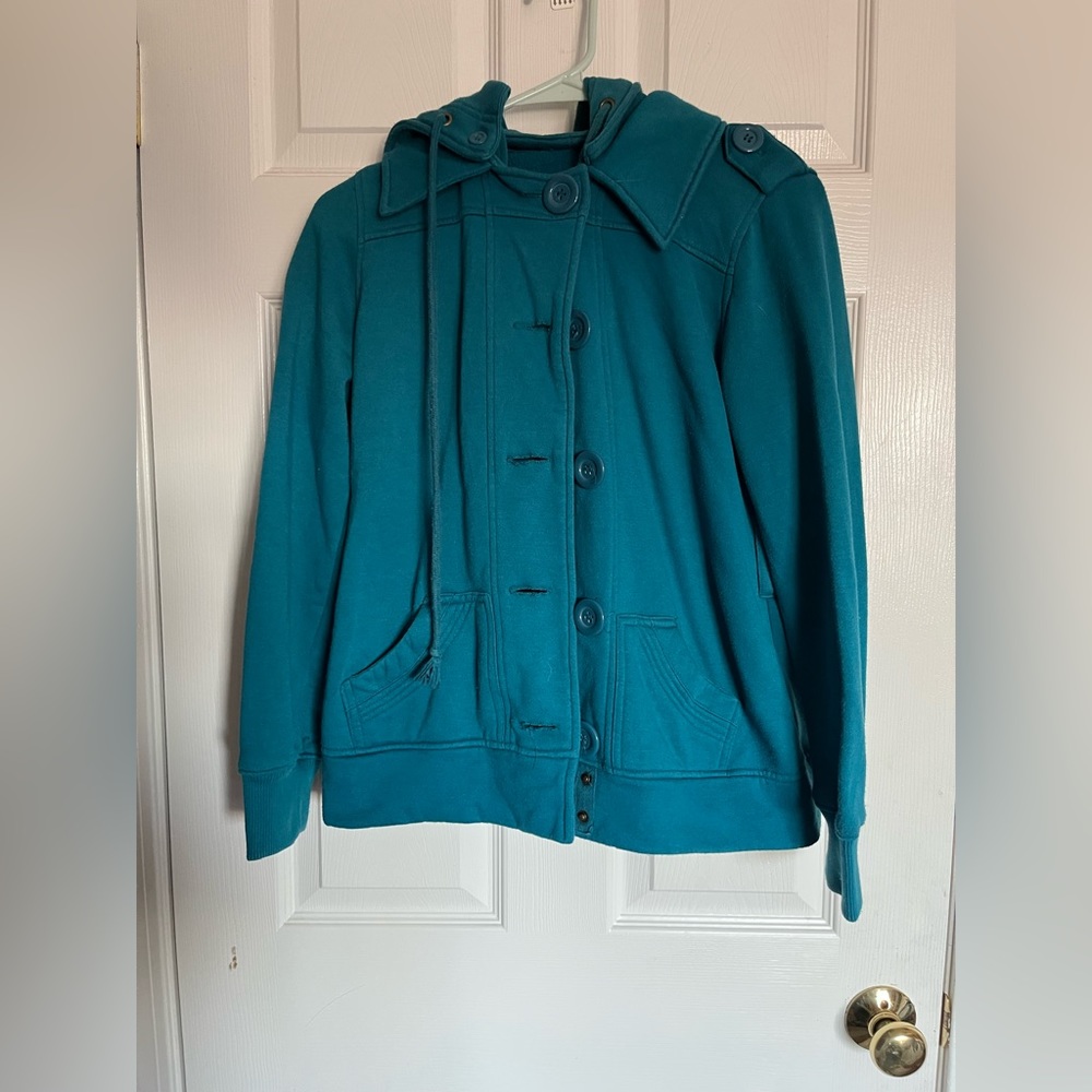Teal love tree coat